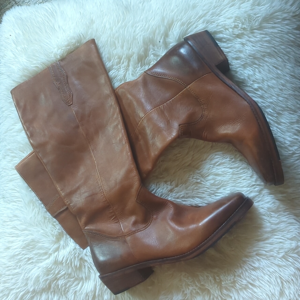 Classic Tall Leather Winter Boots in Brown